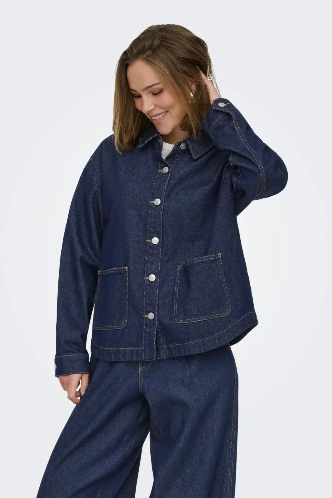 Only - Onllara Ls Shacket Gua - 5036780 Dark Blue Denim Rinse Jakker 