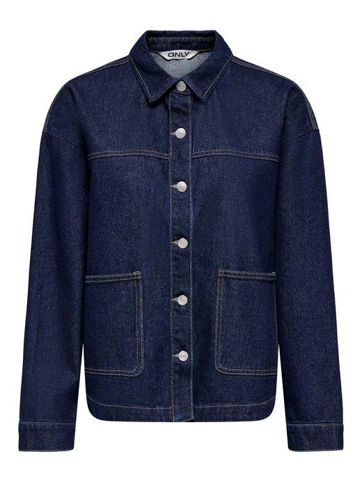 Only - Onllara Ls Shacket Gua - 5036780 Dark Blue Denim Rinse Jakker 
