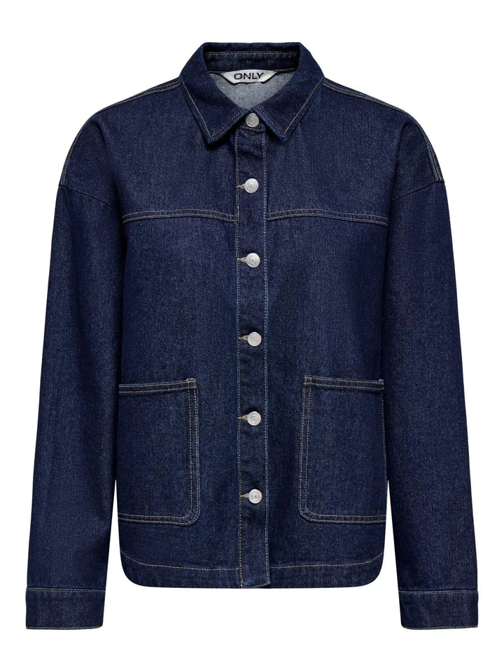 Only - Onllara Ls Shacket Gua - 5036780 Dark Blue Denim Rinse Jakker 