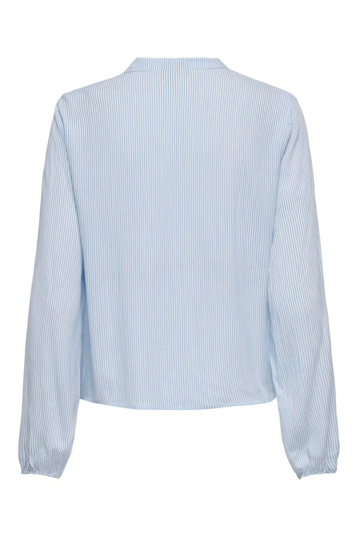 Only - Onllennyo Ls Embroid V-Neck Top - 4943002 Kentucky Blue Bright White