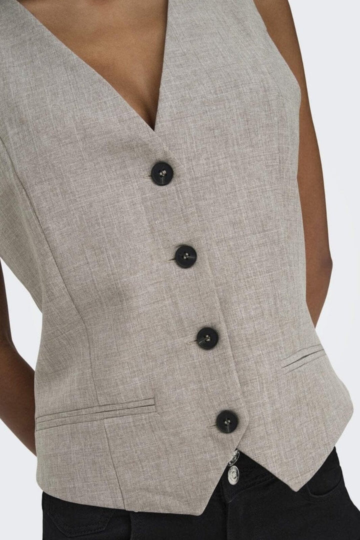 Only - Onllinda S/L Mel Fit Waistcoat Tlr - 4633901 Fungi Melange