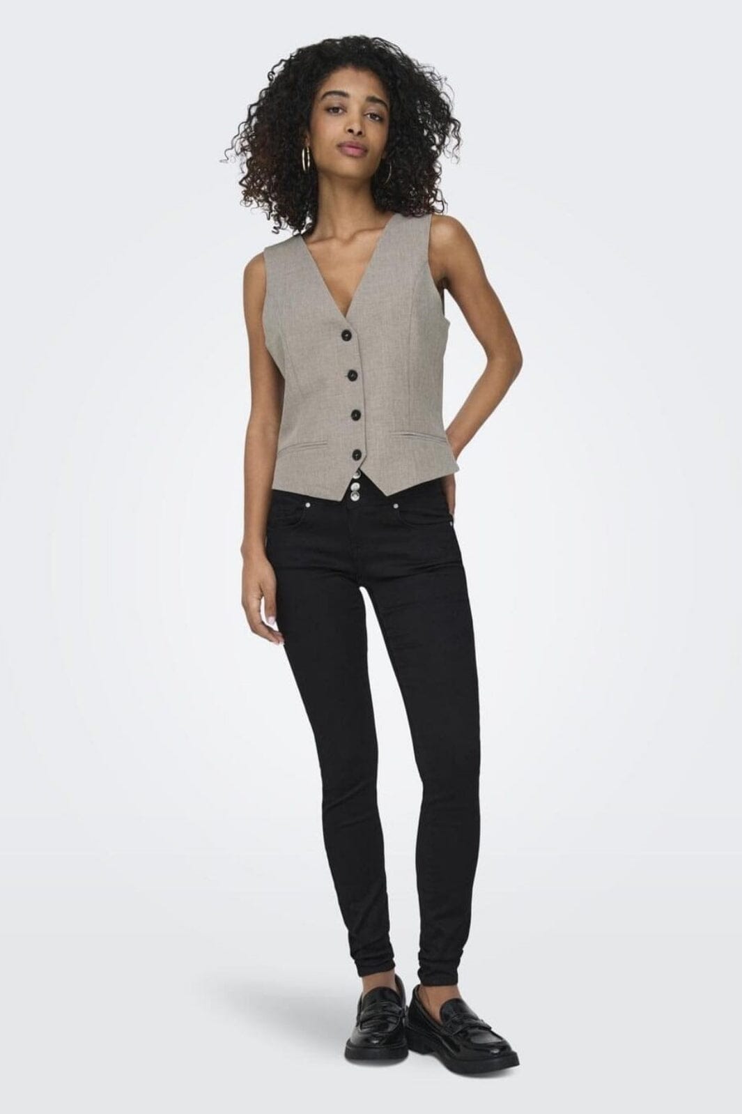 Only - Onllinda S/L Mel Fit Waistcoat Tlr - 4633901 Fungi Melange