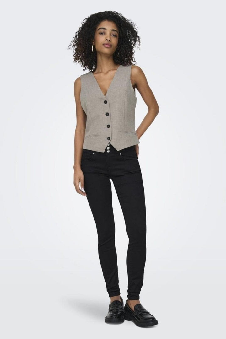 Only - Onllinda S/L Mel Fit Waistcoat Tlr - 4633901 Fungi Melange