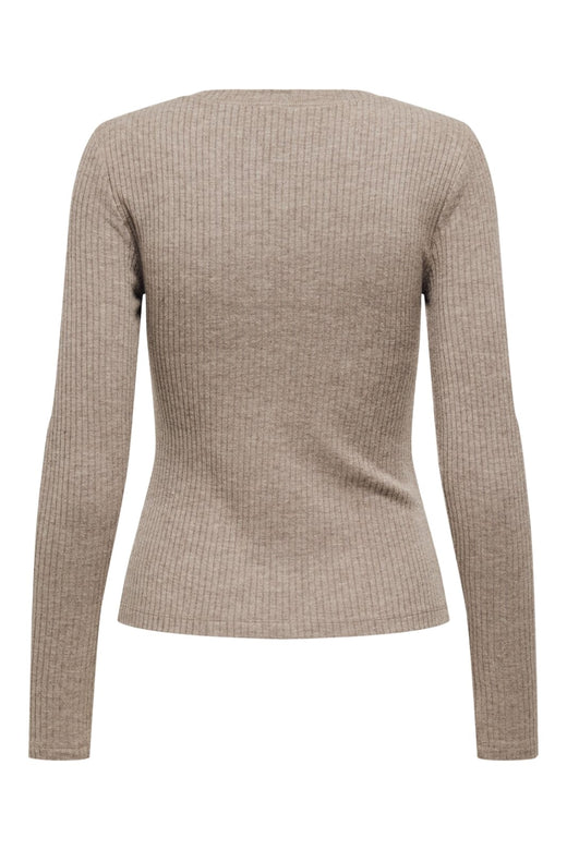 Only - Onllinea L/S O-Neck Button Top Cc - 4806160 Brown Lentil Melange