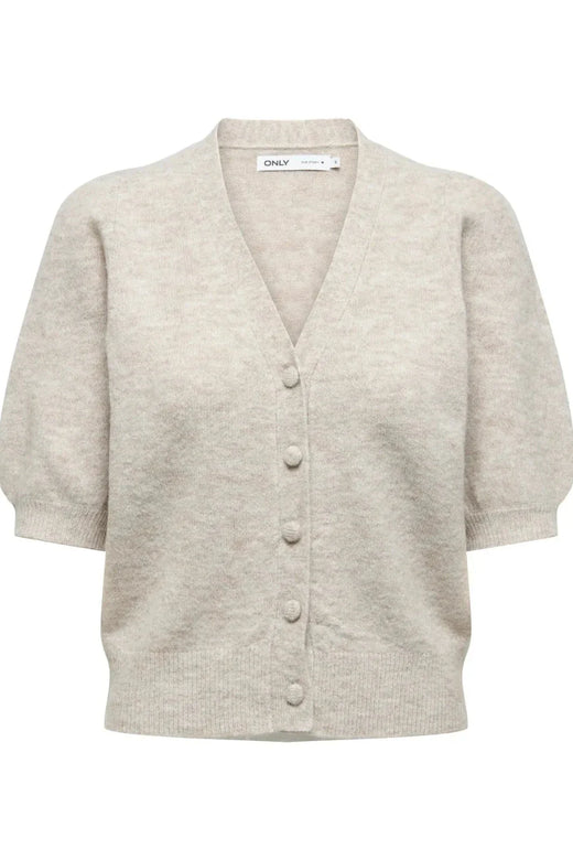 Only - Onlliva V-Neck S/S Cardigan Knt - 4975689 Pumice Stone Melange Cardigans 