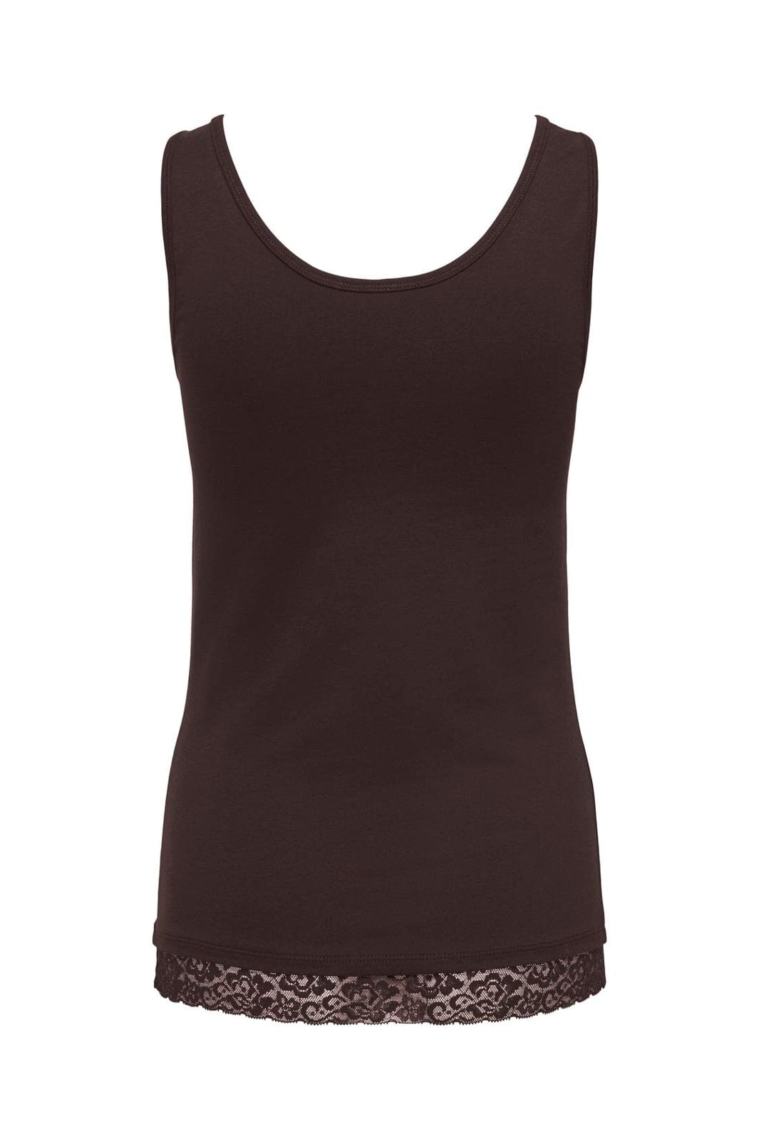 Only - Onllive Love S/L Tank Top Lace Detail - 5194535 Chocolate Torte Tone In Tone Lace