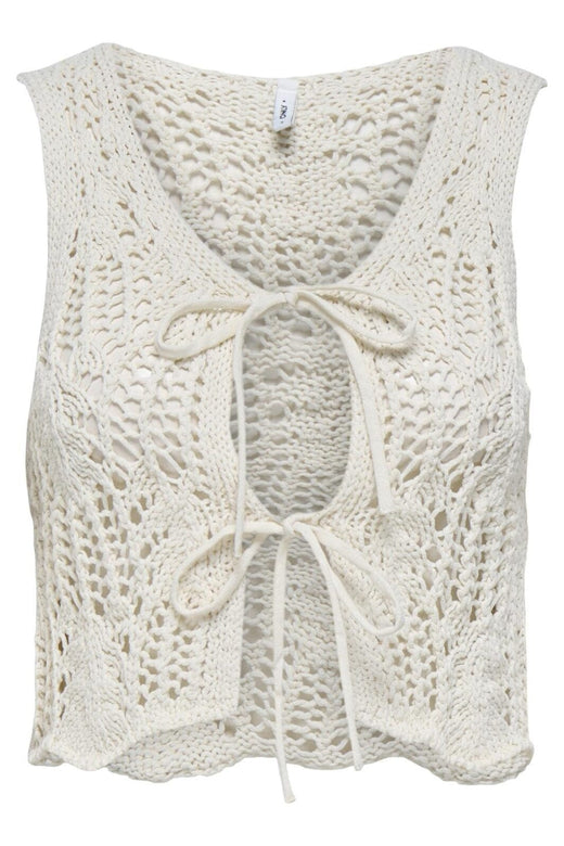 Only - Onllizzy Life Sl Crochet Tie Vest Knt - 4720792 Pumice Stone Veste 