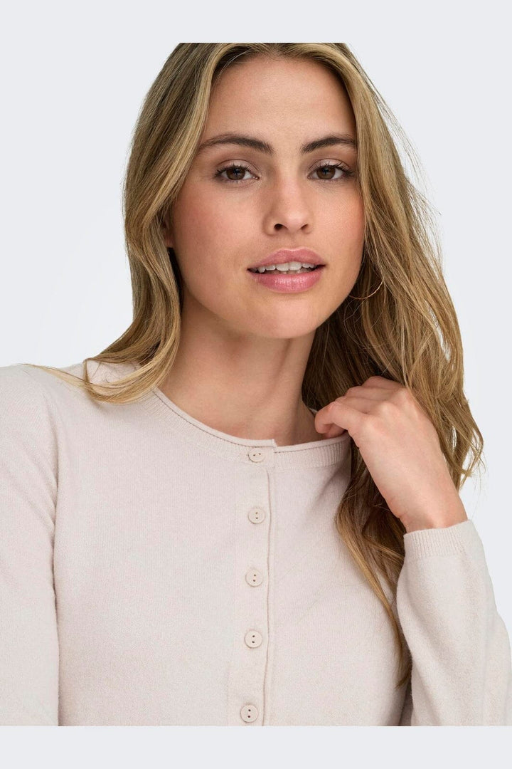 Only - Onlloyal Ls O-Neck Button Cardi Knt - 4986401 Moonbeam Melange
