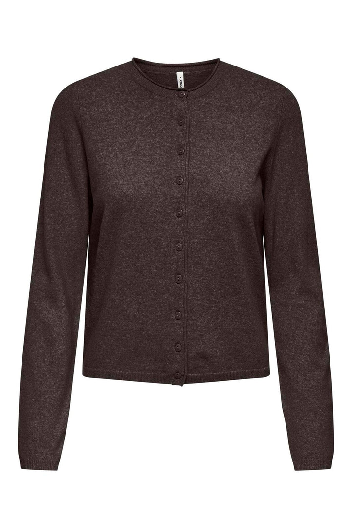 Only - Onlloyal Ls O-Neck Button Cardi Knt - 5021298 Chocolate Torte Melange