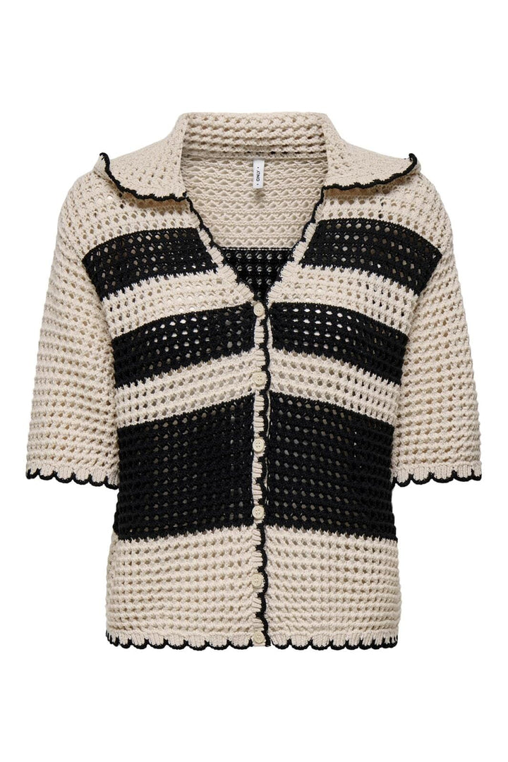 Only - Onllucie Life 3/4 Cardigan Knt 15342215 - 4684747 - Ecru W. Black