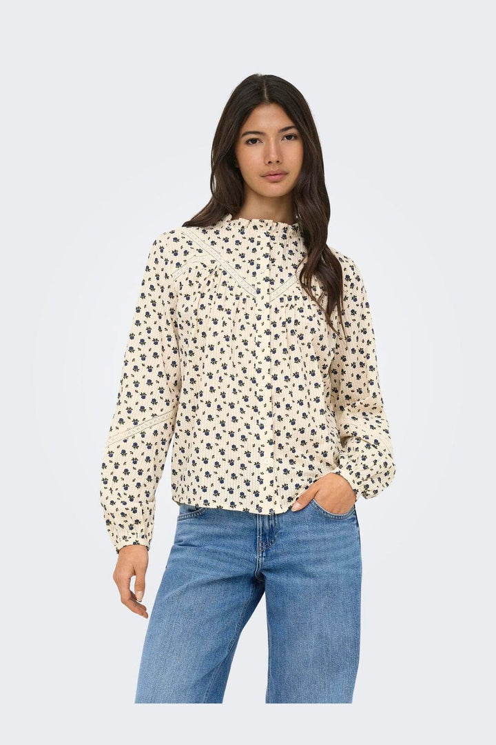 Only - Onllucinda Ls Tape Shirt - 5085607 Birch Blue Floral