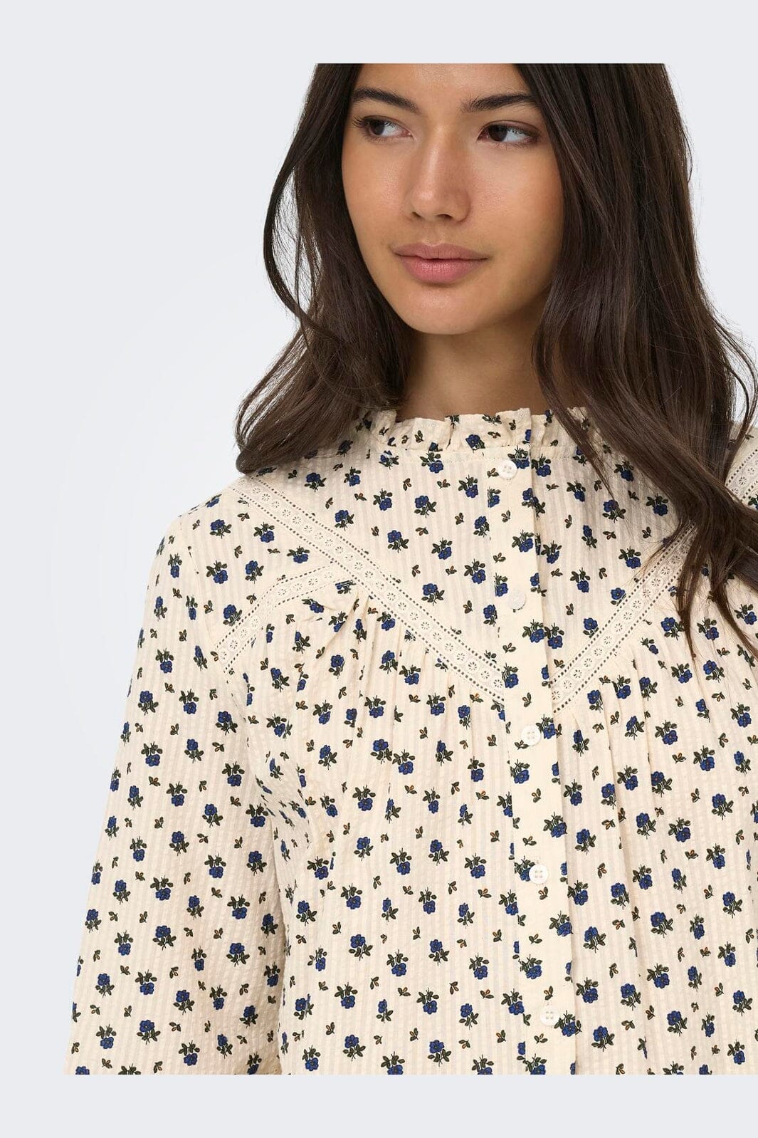 Only - Onllucinda Ls Tape Shirt - 5085607 Birch Blue Floral