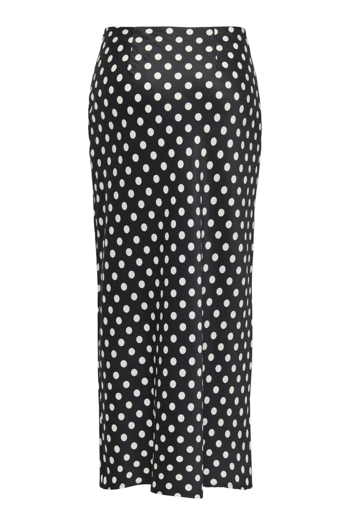 Only - Onllydia Long Satin Skirt - 4959203 Black White Dots Nederdele 