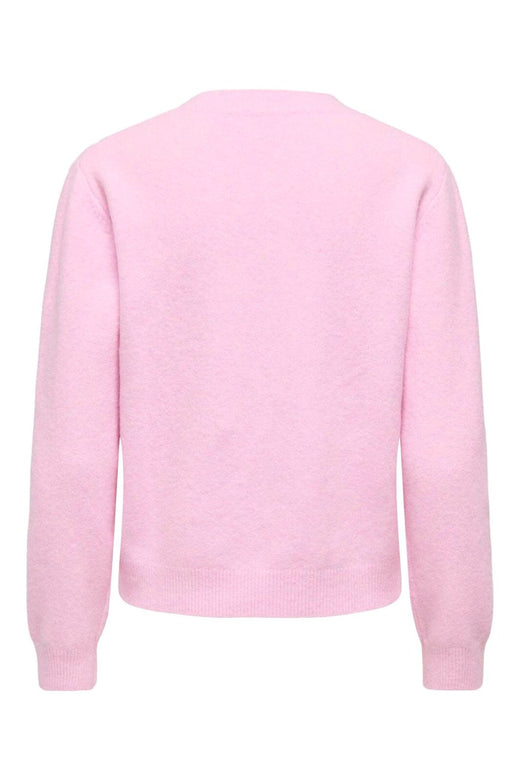 Only - Onlmacey Ls Oneck Half Button Knt - 5030571 Bonbon Heart Buttons / Melange