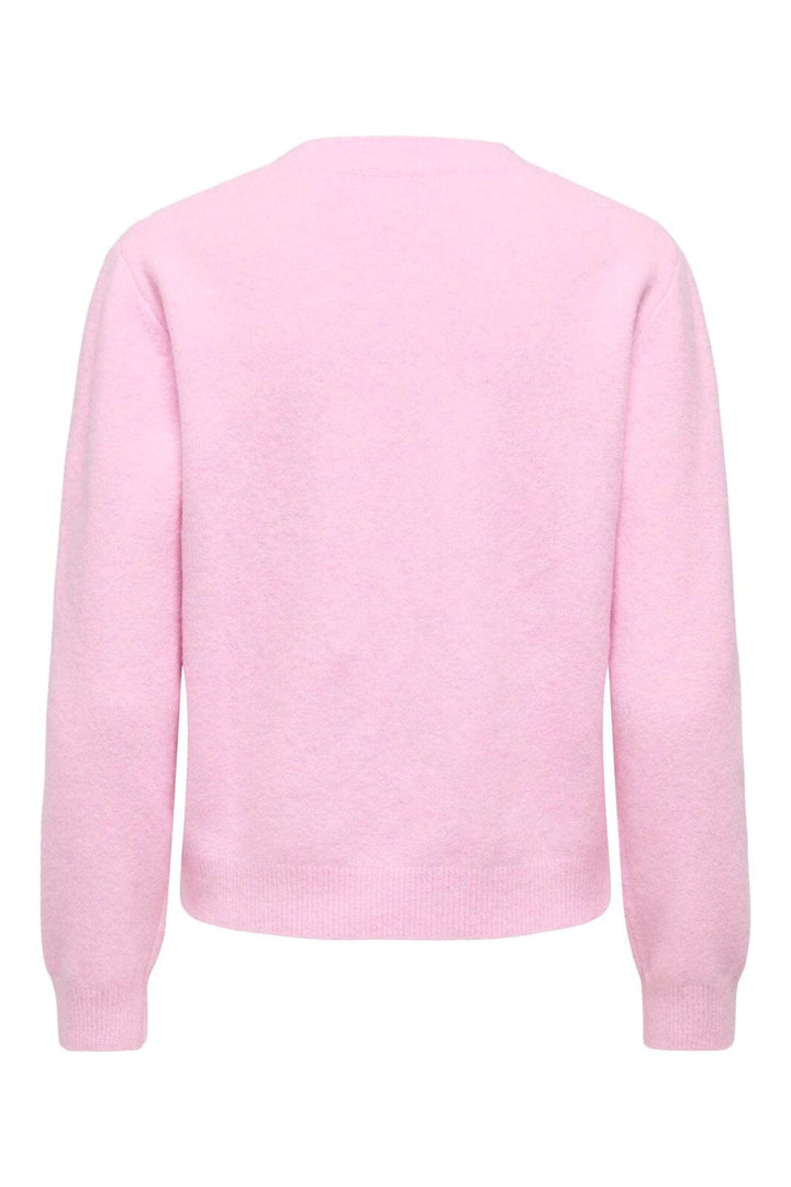 Only - Onlmacey Ls Oneck Half Button Knt - 5030571 Bonbon Heart Buttons / Melange