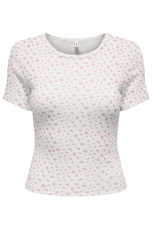 Only - Onlmadison S/S O-Neck Baby Tee - 4969624 Cloud Dancer Vivi Romance Rose Toppe 