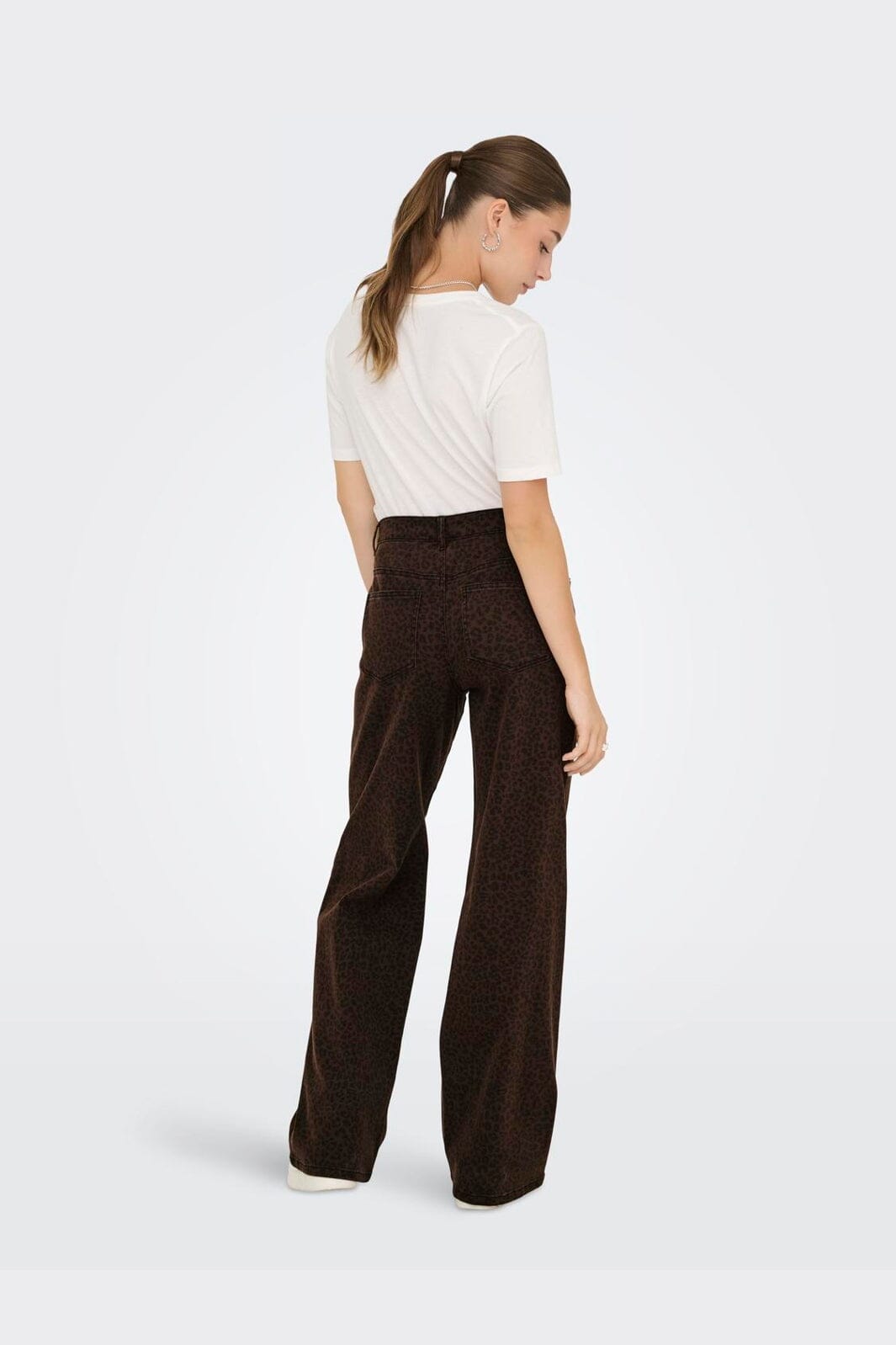 Only - Onlmadison Wide Animal Pant - 4840397 Chicory Coffee W. Black Leo