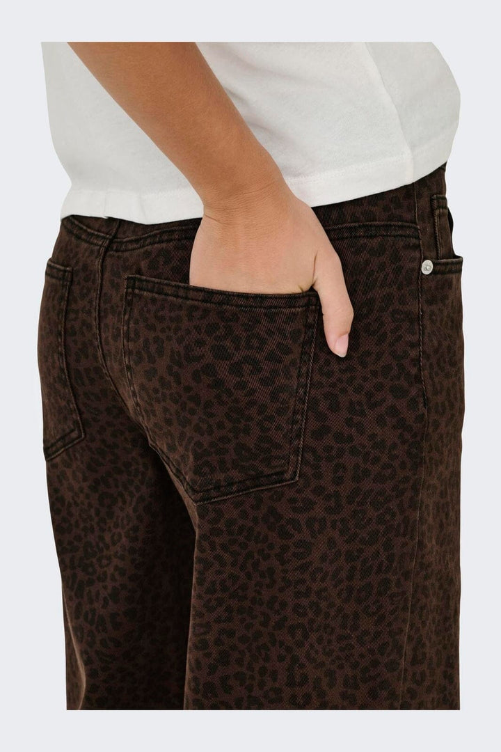 Only - Onlmadison Wide Animal Pant - 4840397 Chicory Coffee W. Black Leo