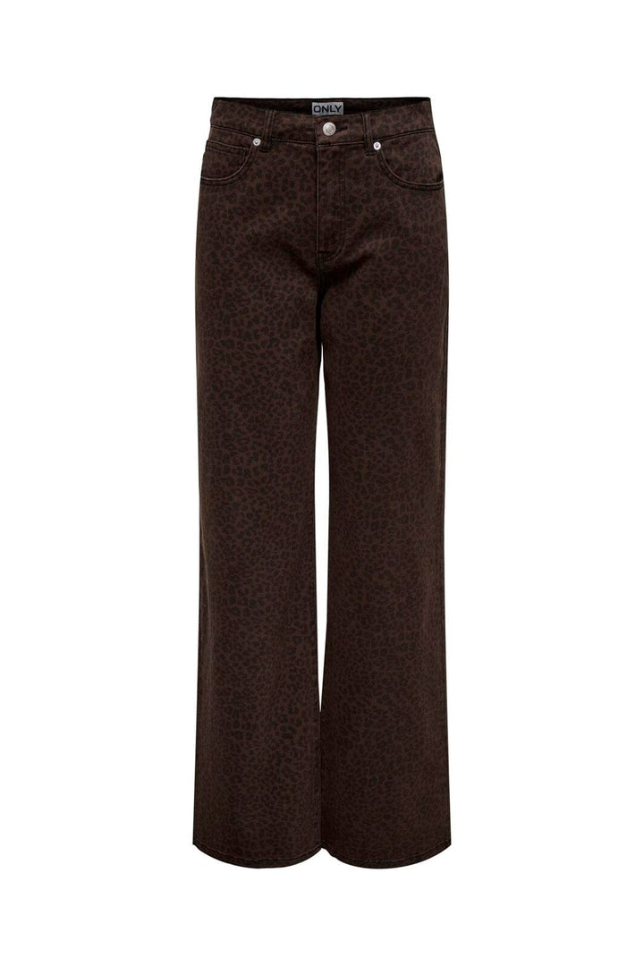 Only - Onlmadison Wide Animal Pant - 4840397 Chicory Coffee W. Black Leo