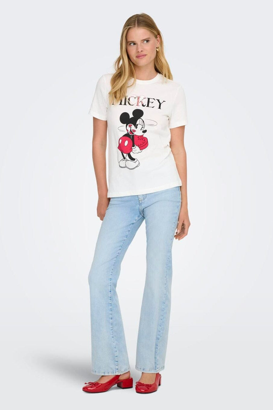 Only - Onlmickey Reg S/S Valentine Lux - 4965027 Cloud Dancer Mickey In Love