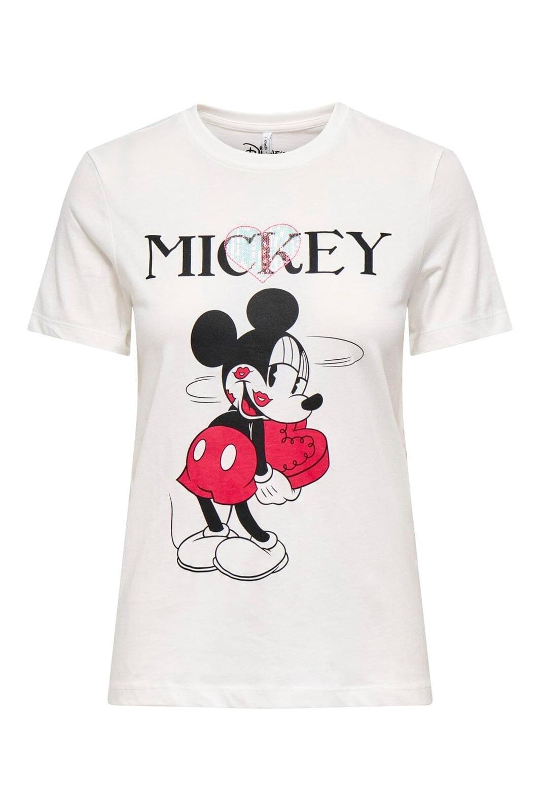 Only - Onlmickey Reg S/S Valentine Lux - 4965027 Cloud Dancer Mickey In Love