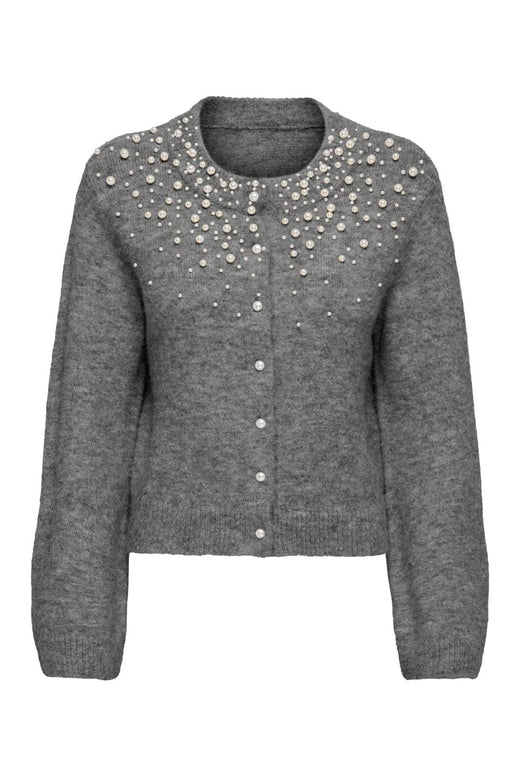 Only - Onlmiggie Ls O-Neck Pearl Cardi Knt - 5033717 Medium Grey Melange