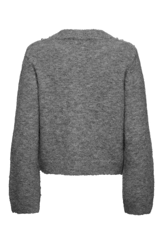Only - Onlmiggie Ls O-Neck Pearl Cardi Knt - 5033717 Medium Grey Melange
