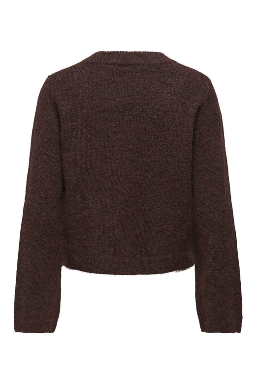 Only - Onlmiggie Ls O-Neck Pearl Cardi Knt - 5062031 Coffee Bean Melange/Silver Metal Pearl