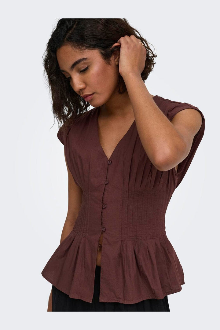 Only - Onlmila Sl Waist Top - 5118374 Brown Stone