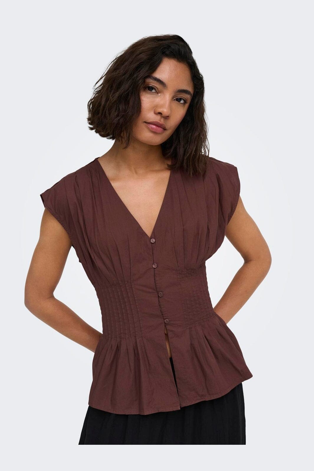 Only - Onlmila Sl Waist Top - 5118374 Brown Stone