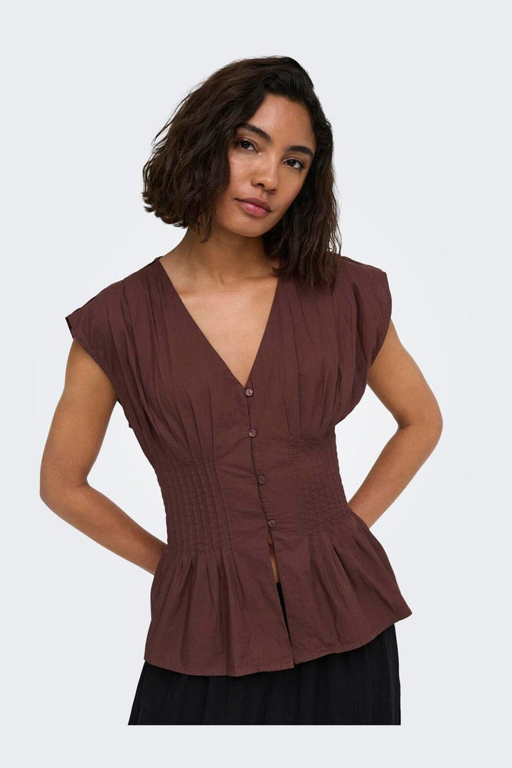 Only - Onlmila Sl Waist Top - 5118374 Brown Stone