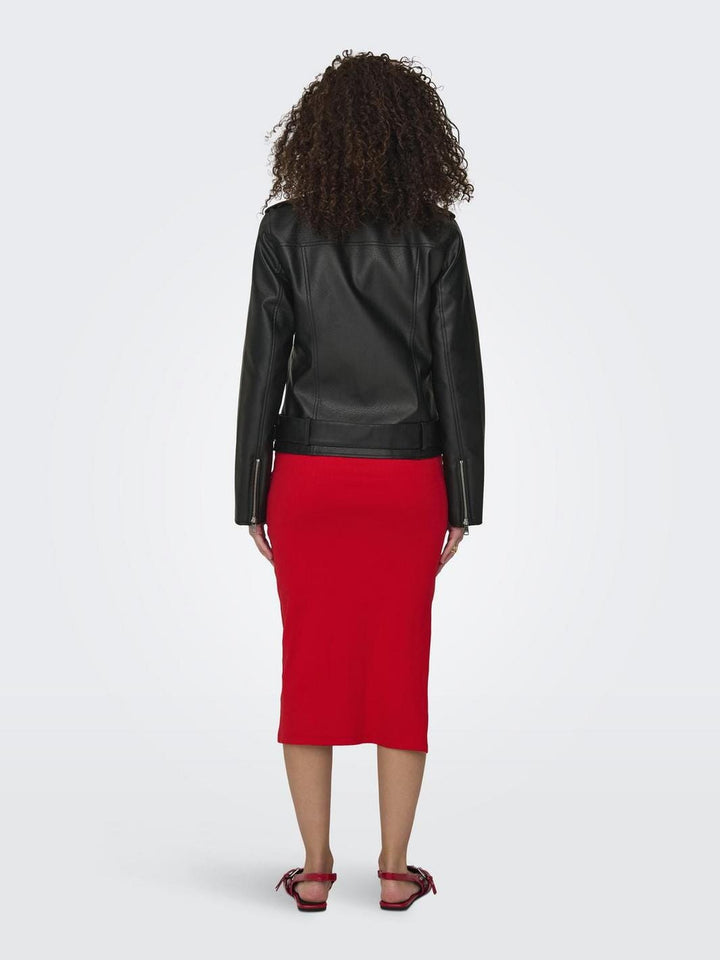 Only - Onlmille Faux Leather Biker Jacket - 4850787 Black