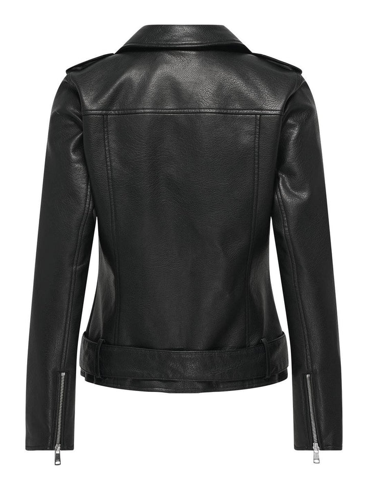 Only - Onlmille Faux Leather Biker Jacket - 4850787 Black