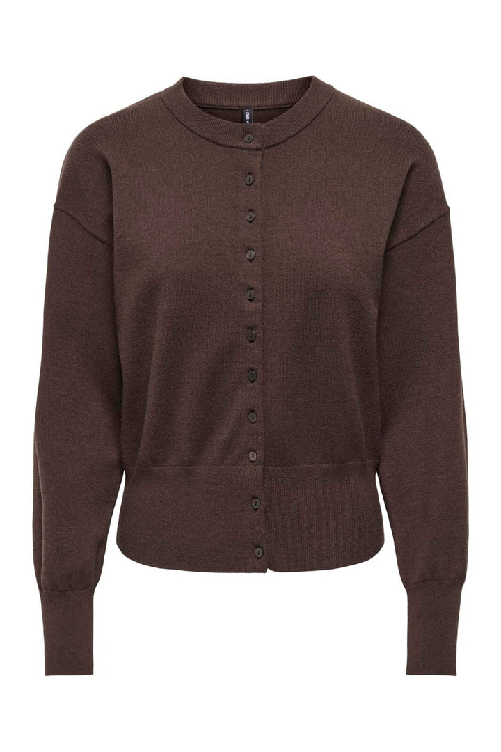 Only - Onlmio Ls O-Neck Button Cardiga Knt - 5052264 Seal Brown Dtm Buttons