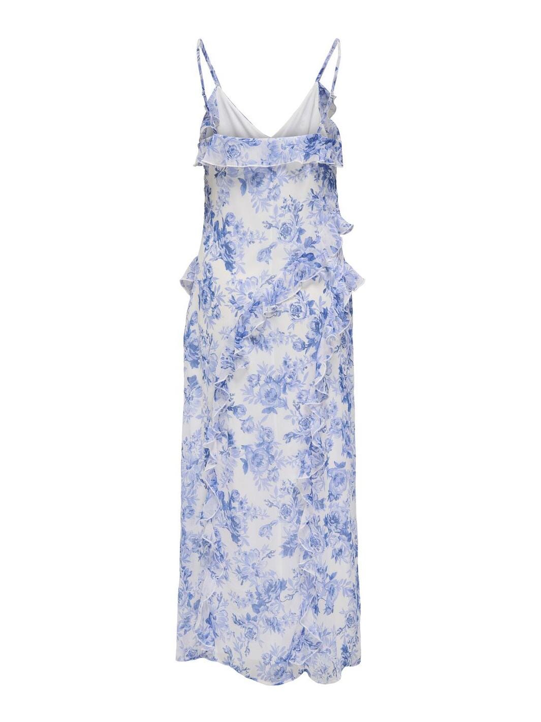 Only - Onlmiriam Life S/L Frill Long Dress - 4769297 Bel Air Blue Porcelain Flowers