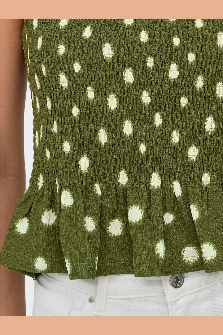 Only - Onlmolly S/L Smock Top - 5110847 Capulet Olive White Dots