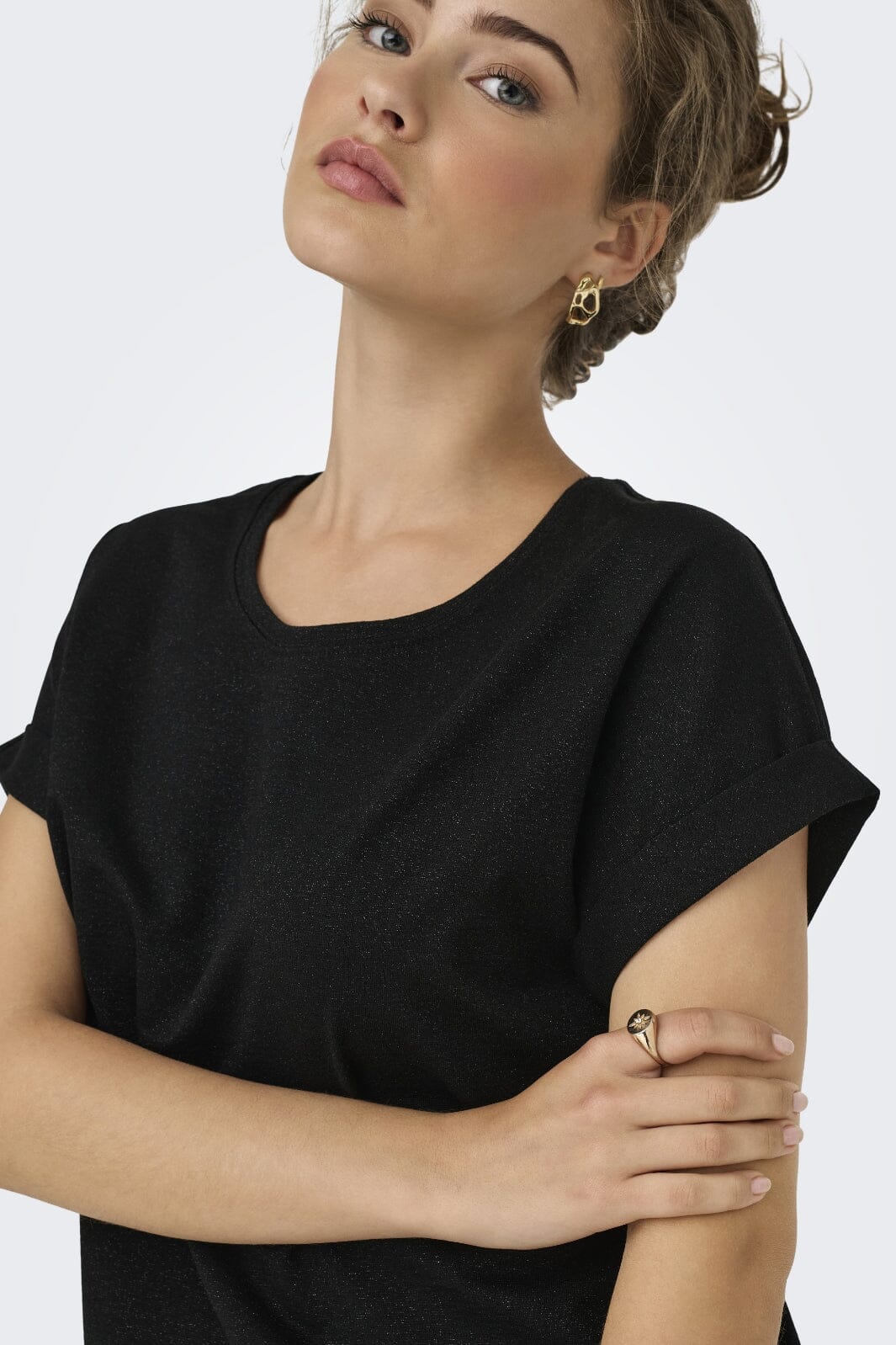 Only - Onlmoster Glitter S/S Top - 4847262 Black Black Lurex