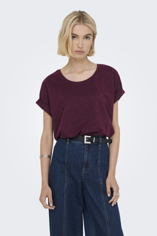 Only - Onlmoster Glitter S/S Top - 4847267 Chocolate Truffle Chocolate Truffle Lurex