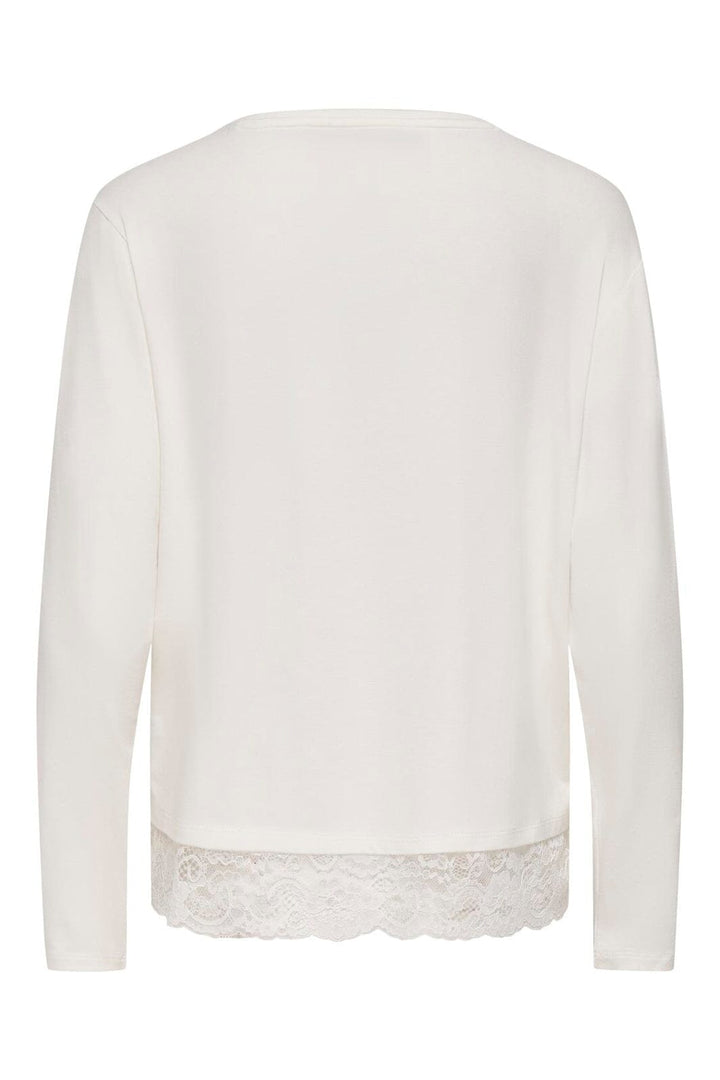 Only - Onlmoster L/S Lace Detail Top - 5208947 Cloud Dancer Tone In Tone Lace