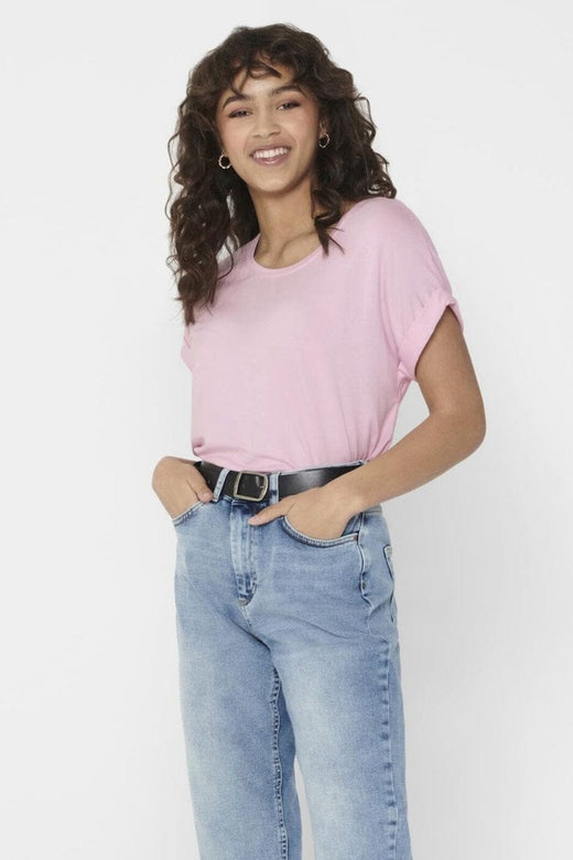 Only - Onlmoster S/S O-Neck Top - 3253396 Pink Lady
