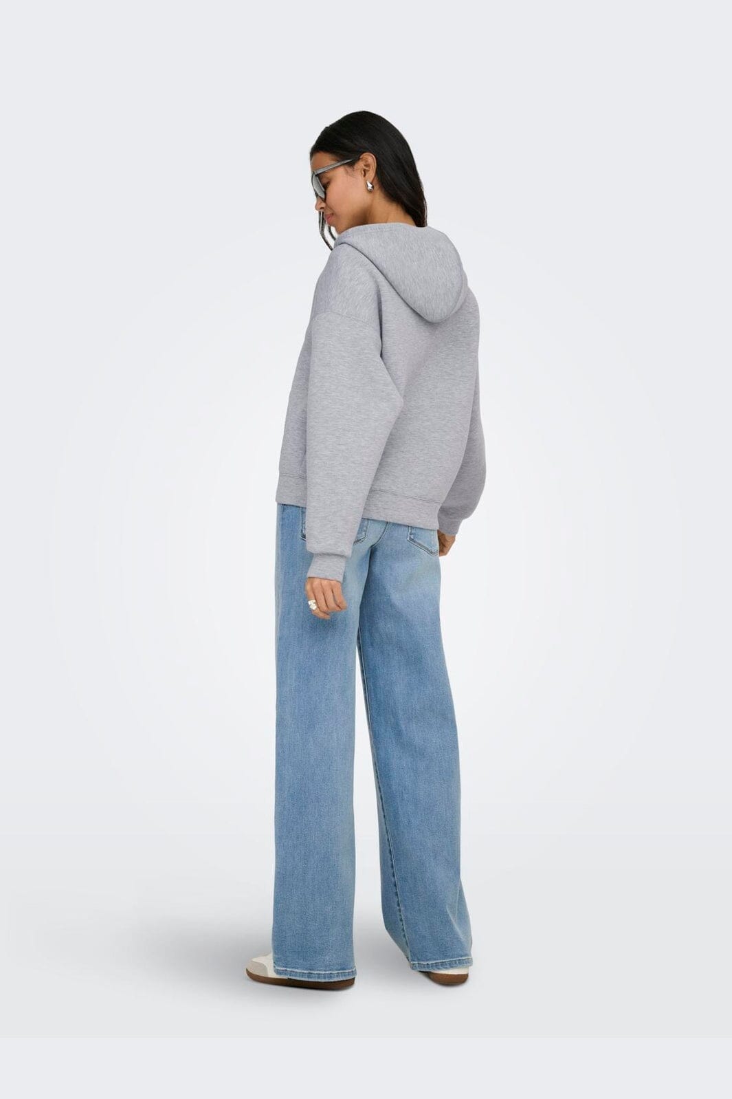 Only - Onlnaomi L/S Two-Way Zip Hoodie Swt - 5112665 Light Grey Melange