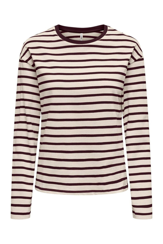 Only - Onlnew Soph L/S O-Neck Top Box - 5205854 Birch Winetasting + Winetasting Neckline