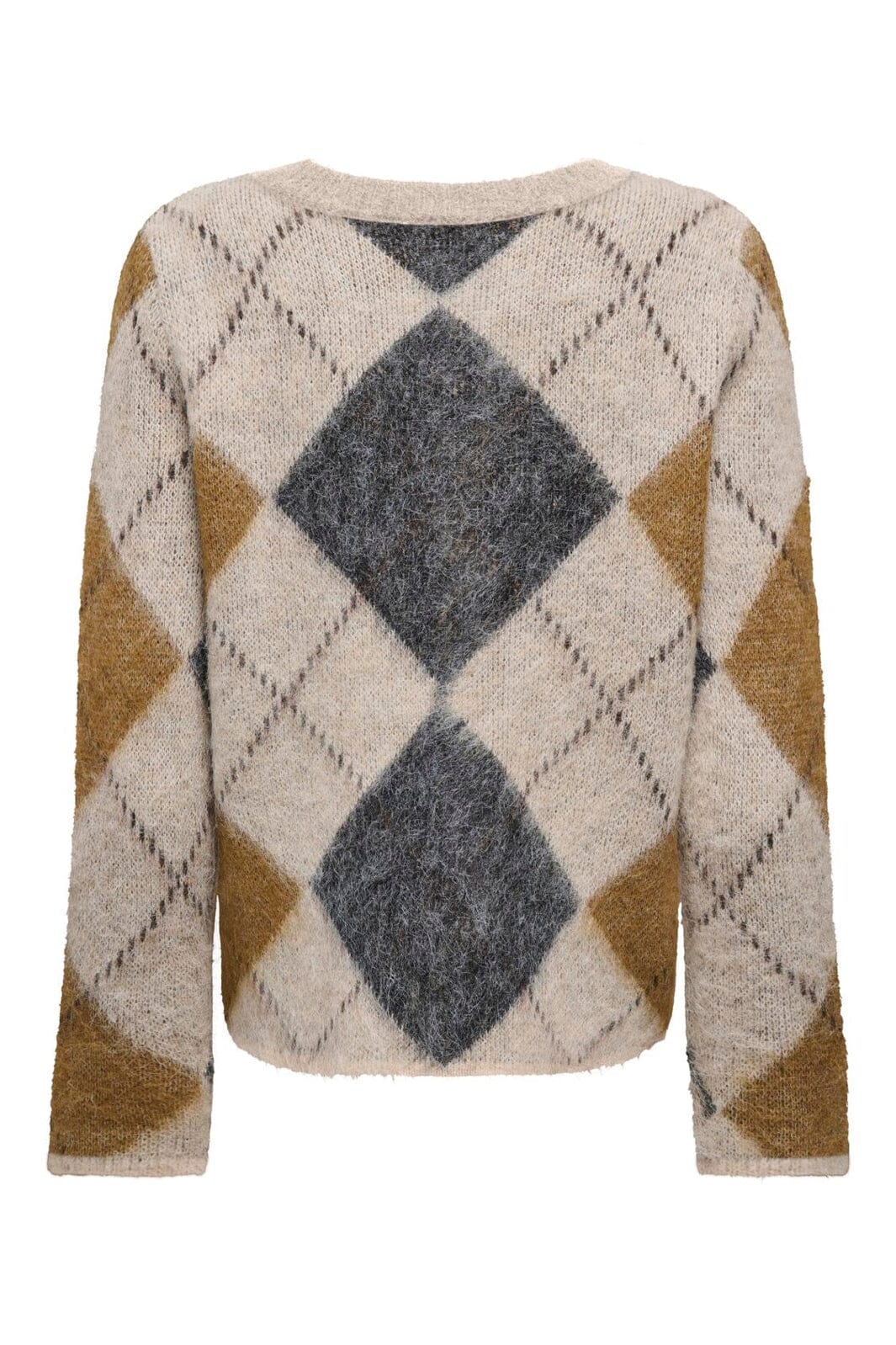 Only - Onlnoeme Ls Pattern O-Neck Knt - 5177551 Oatmeal Argyle/Dgm/Breen/Bracken/Mel