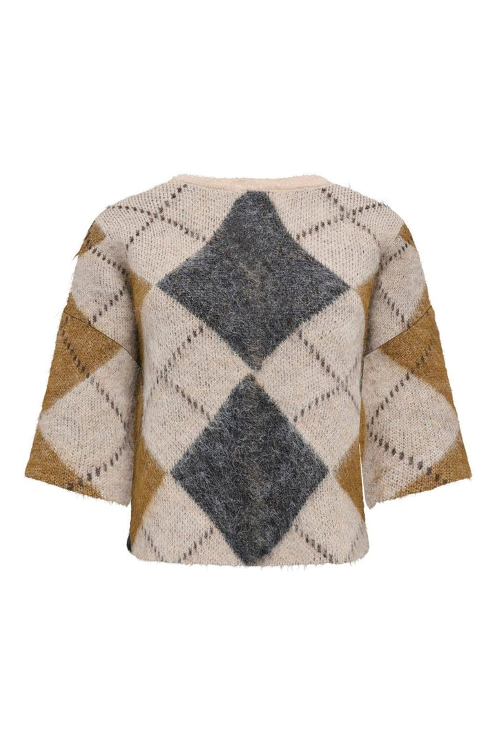 Only - Onlnoeme Ss Pattern O-Neck Knt - 5137194 Oatmeal Argyle/Dgm/Breen/Bracken/Mel
