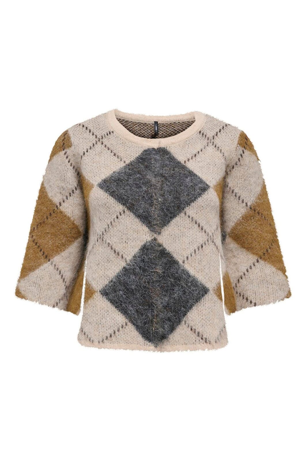 Only - Onlnoeme Ss Pattern O-Neck Knt - 5137194 Oatmeal Argyle/Dgm/Breen/Bracken/Mel
