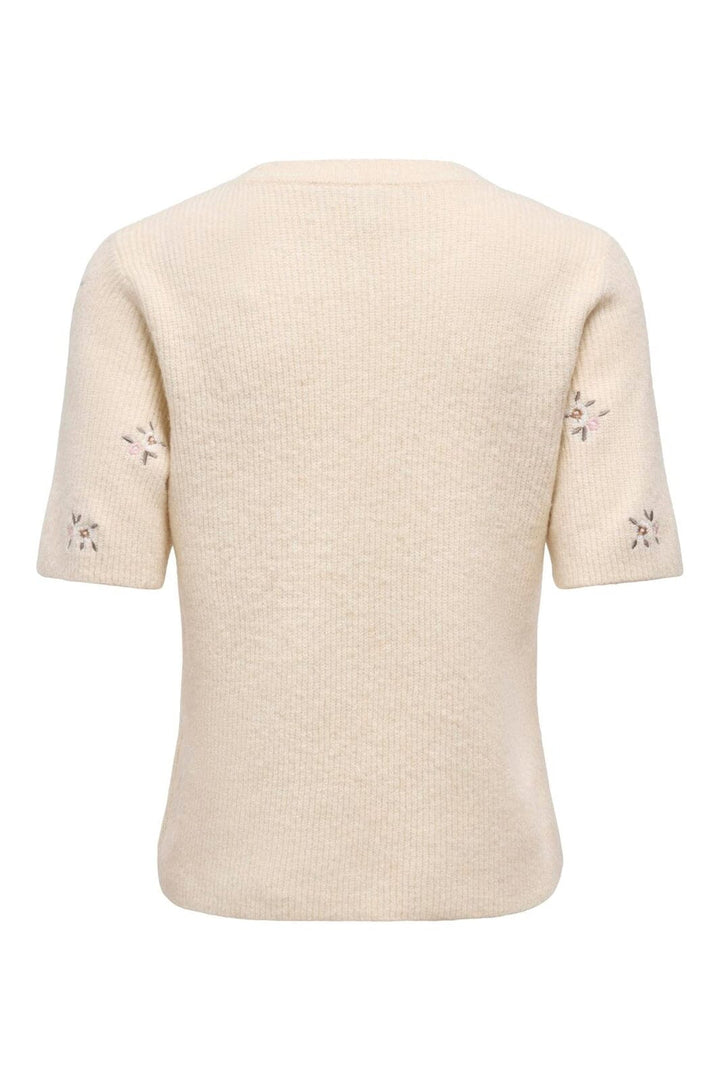Only - Onlolivia 2/4 O-Neck Embroidery Knt - 5088343 Birch Flower Embroidery