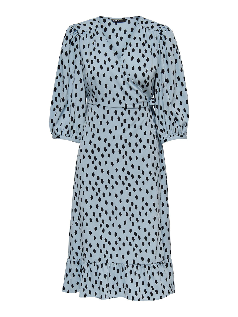 Only - Onlolivia 3/4 Wrap Midi Dress - 3843279 Blue Fog Uneven Dot Kjoler 