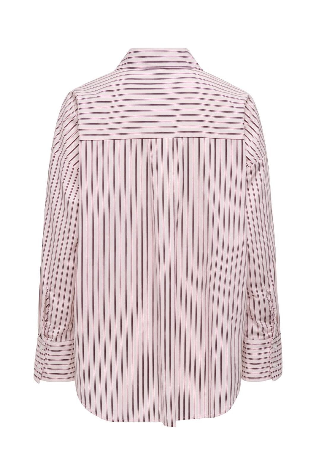 Only - Onloregon Nano Ls Shirt - 4880087 Fuchsia Pink Bordeaux + White