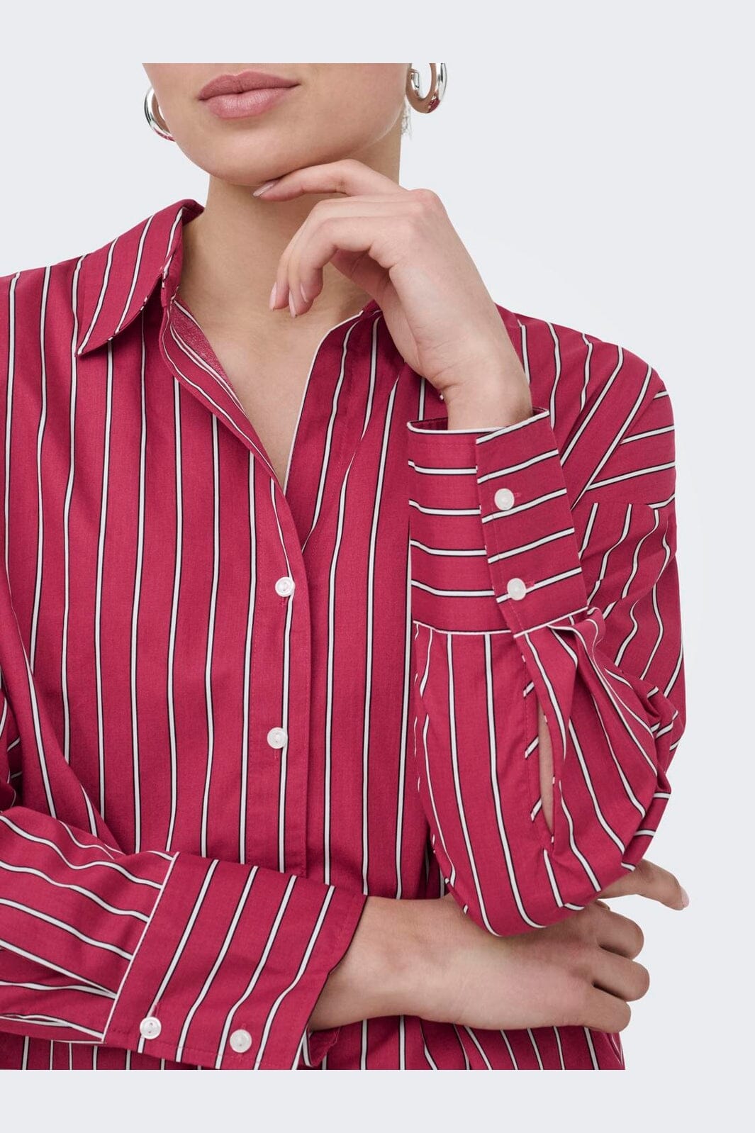 Only - Onloregon Nano Ls Shirt - 5116351 Deep Claret White