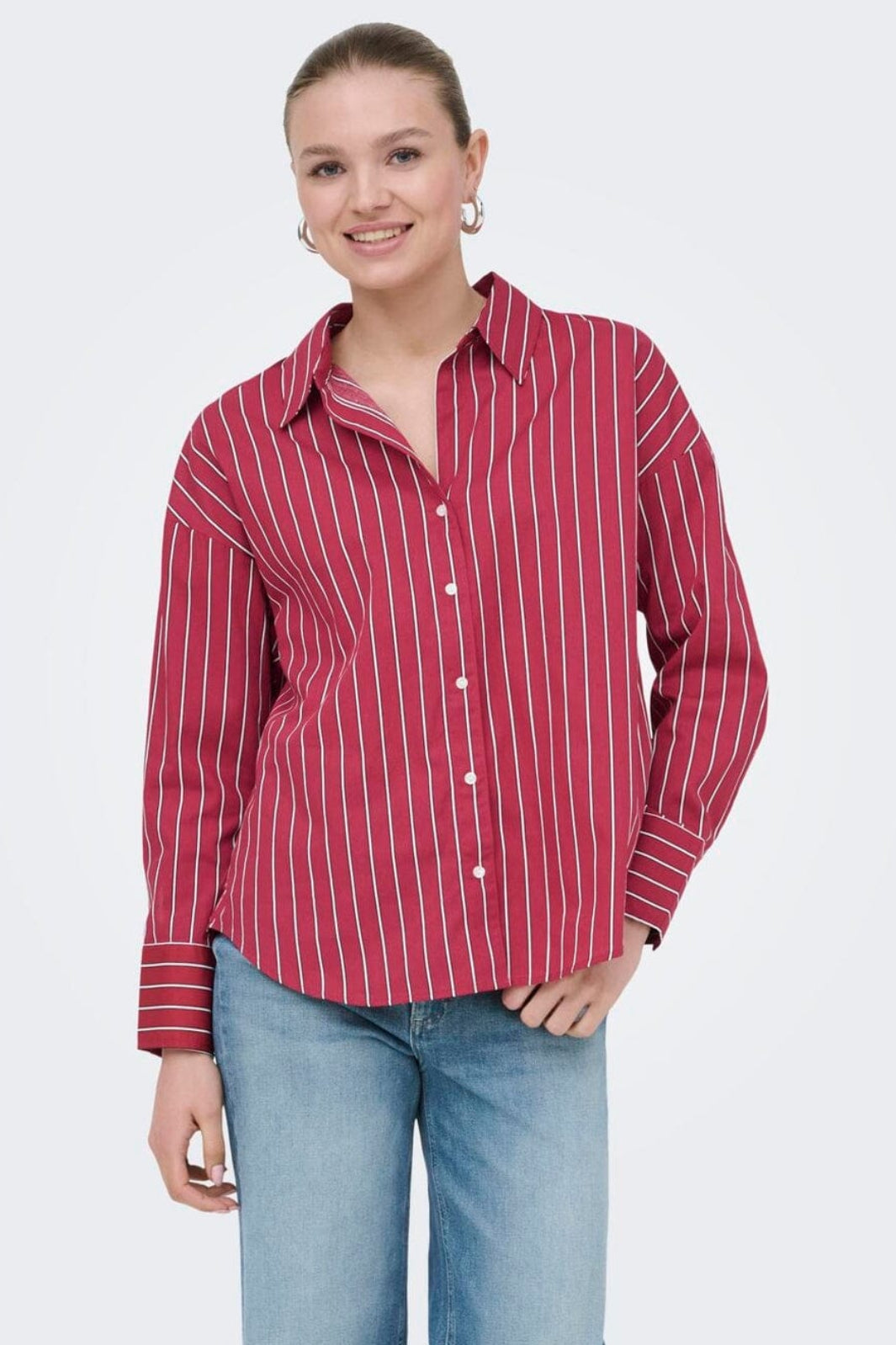 Only - Onloregon Nano Ls Shirt - 5116351 Deep Claret White